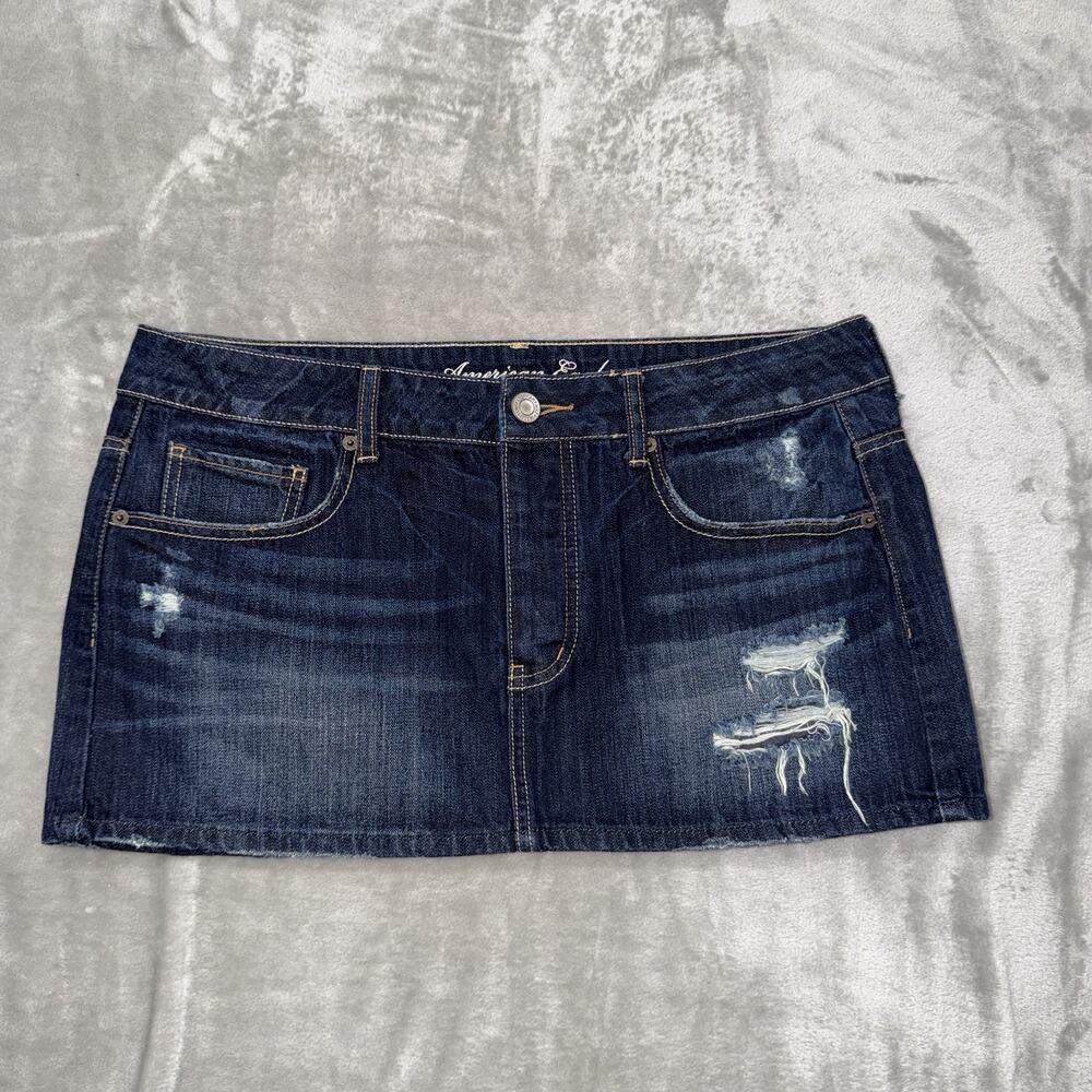 American Eagle Mini Skirt Cotton Denim Blue Womenโs Size 12